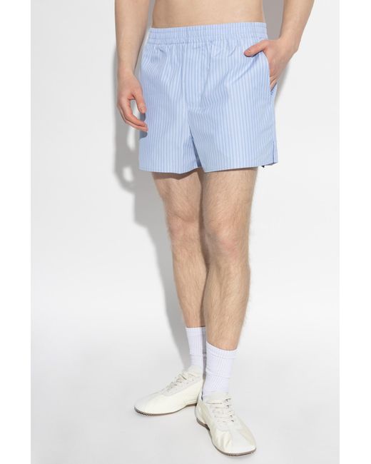 AMI Blue Ribbed Shorts for men