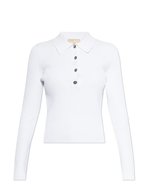 MICHAEL Michael Kors White Long Sleeve Polo
