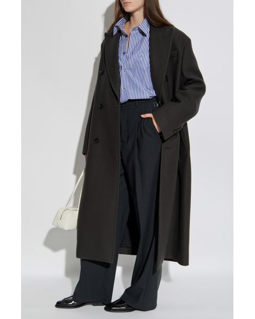 AMI Black Wool Double-Breasted Coat