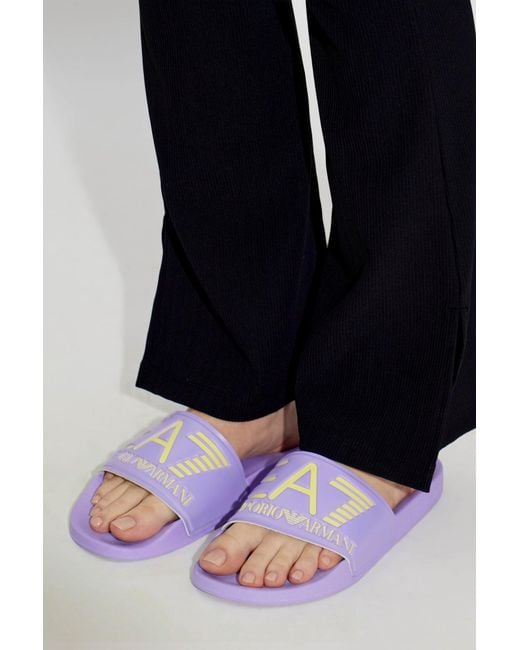 EA7 Purple Rubber Flip-Flops With Logo