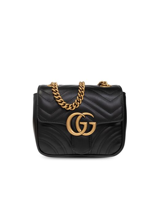Gucci Black 'GG Marmont Mini' Shoulder Bag