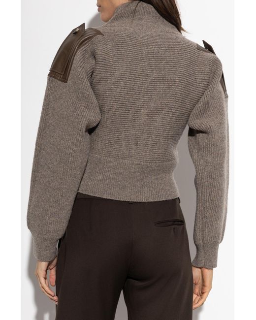 Burberry Brown Sweater With Leather Epaulets