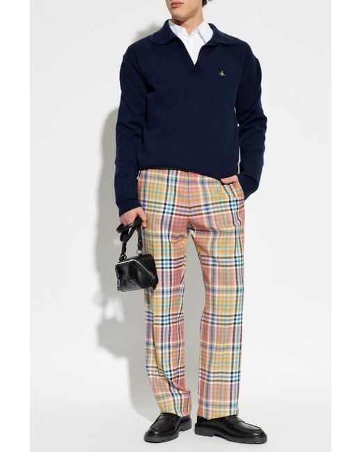 Vivienne Westwood Blue Sweater With Logo Patch for men