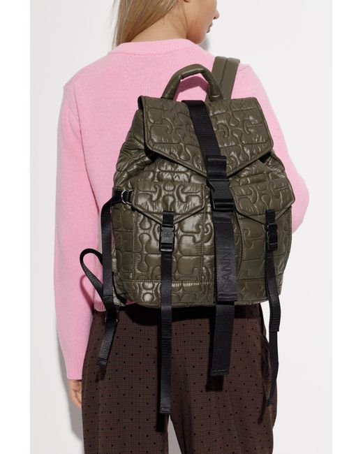 Ganni Black Quilted Backpack