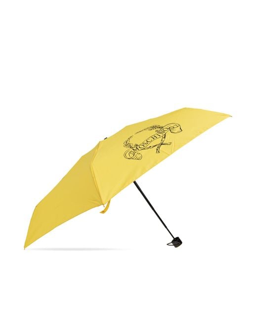 Moschino Yellow Small Foldable Umbrella With Logo