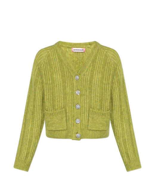 Custommade• Green 'vanora' Cardigan With Decorative Buttons,