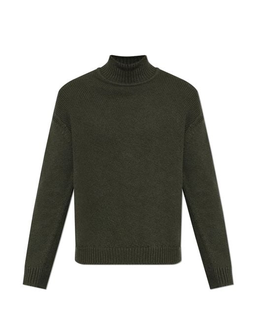 Jil Sander Green Sweater With Stand-Up Collar for men