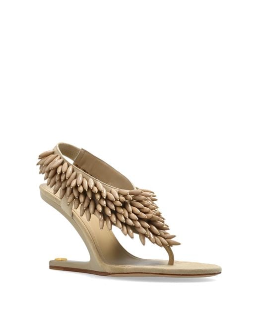 Balmain Green Wedge Sandals