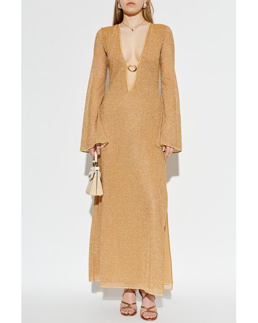 Oseree White Dress With Lurex Thread