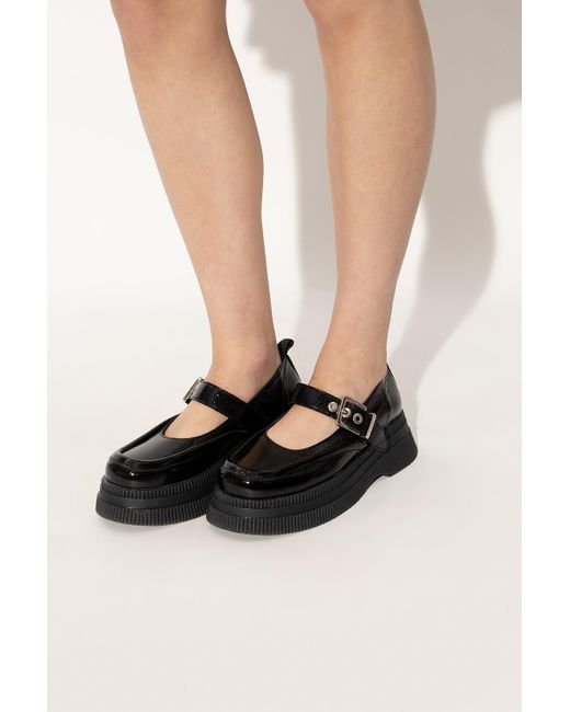 Ganni Patentleather Platform Shoes in Black Lyst