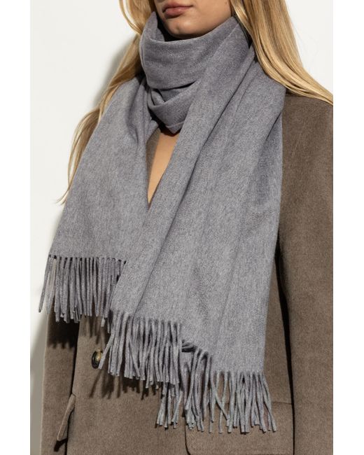Max Mara Gray Cashmere Scarf 'Baci'