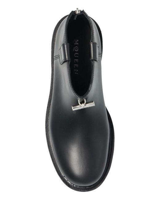McQueen Black Leather Platform Shoes