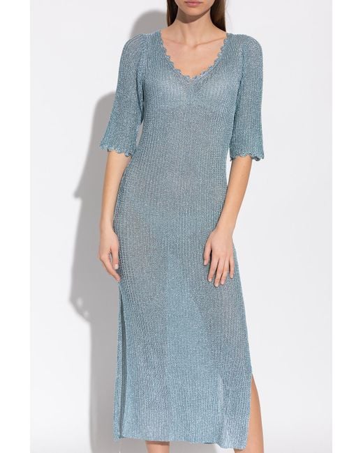 Ganni Knit Dress in Blue Lyst