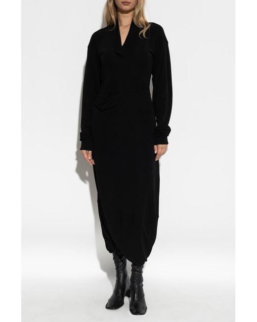 Lemaire Black Dress With Draped Neckline