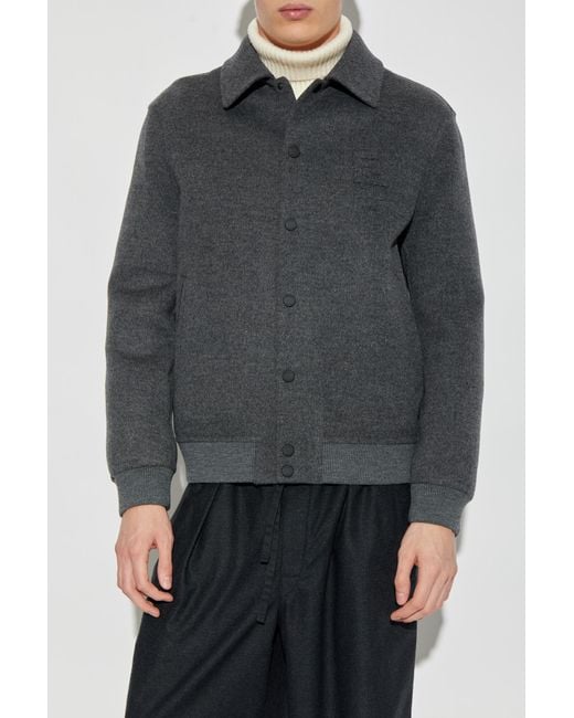 Fendi Black Wool Jacket With Embossed Logo for men