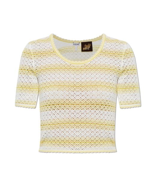 Loewe Natural Top With A Striped Pattern