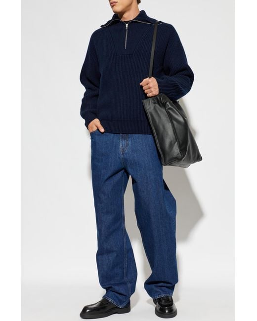 Jil Sander Blue Wool Sweater for men