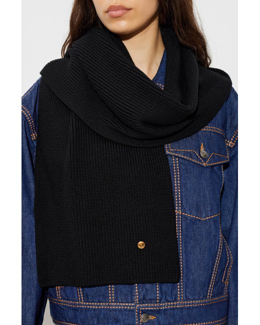 Versace Black Wool Scarf