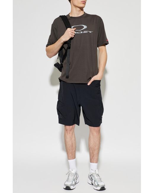 Oakley Blue Shorts With Embroidered Logo for men