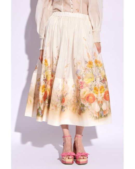 Zimmermann White Floral Pattern Skirt