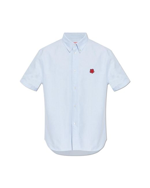KENZO Blue Shirt With Patch for men