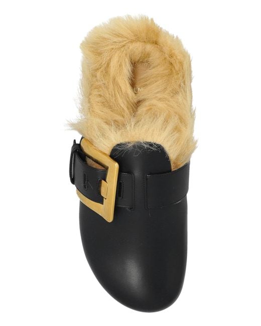Balmain Black Leather Slides