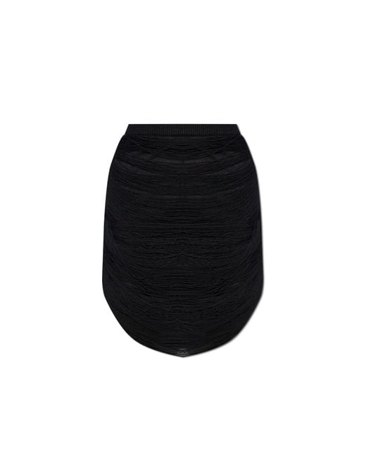 The Attico Black Skirt With Fringes