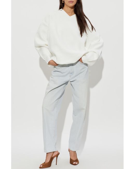 Victoria Beckham White V-Neck Sweater