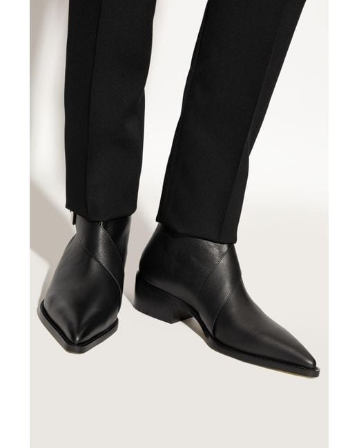 Alexander McQueen Black Leather Ankle Boots With Heels for men