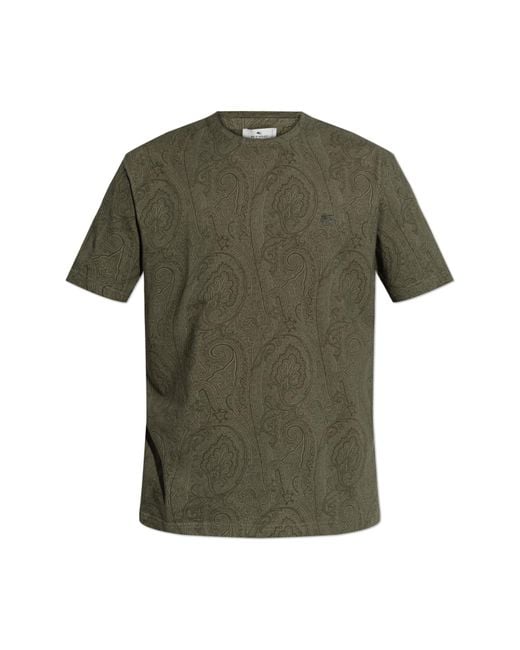 Etro Green Patterned T-Shirt for men