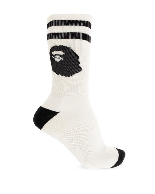 A Bathing Ape Black Socks With Logo for men