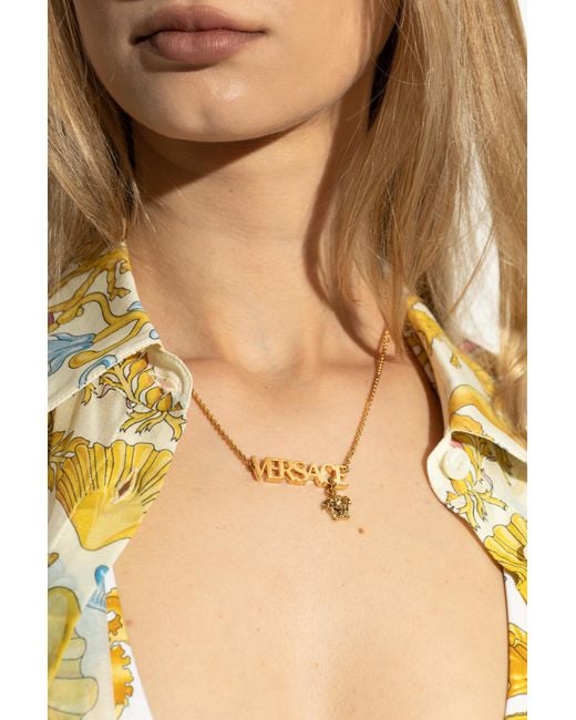 Versace Metallic Necklace With Pendant