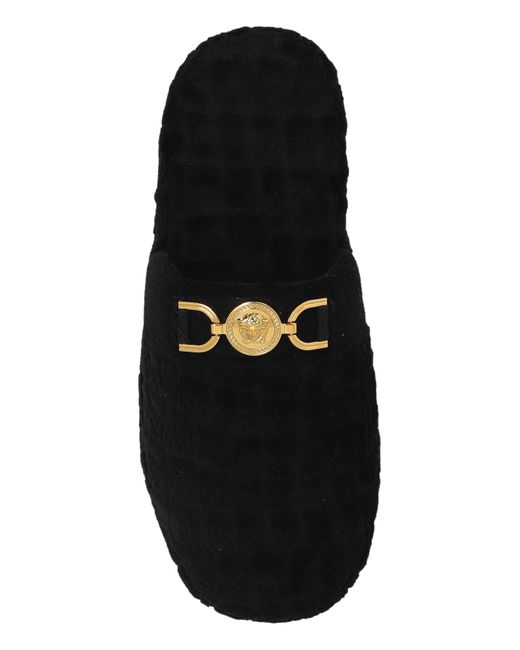 Versace Black Slippers With Logo
