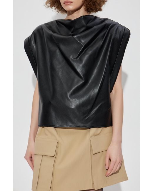 Balmain Black Imitation Leather Top