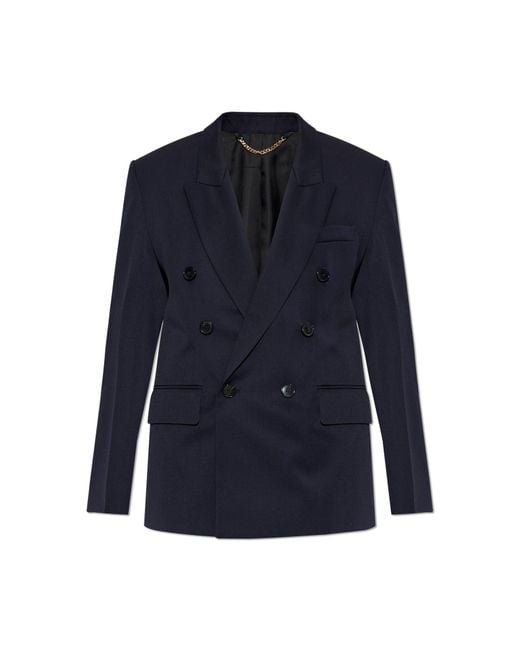 Victoria Beckham Blue Double-Breasted Blazer