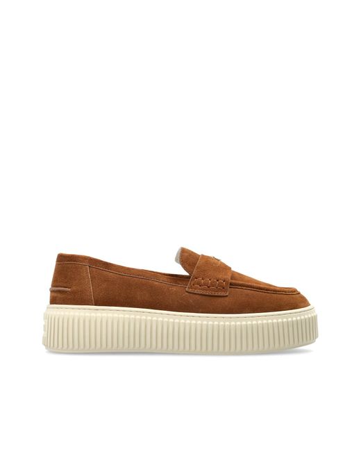 Furla Brown "Sky" Suede Loafers