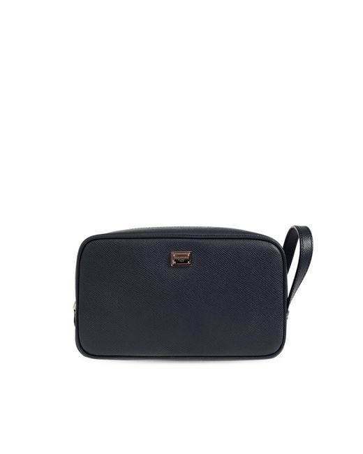 Dolce & Gabbana Blue Leather Toiletry Bag for men