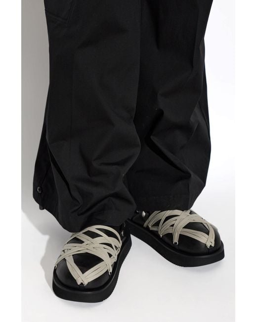 Rick Owens Black Platform Flip-Flops 'Padded Megalace' for men