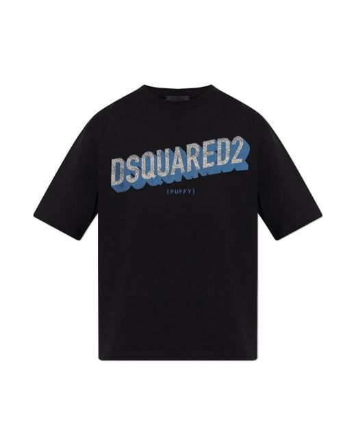 DSquared² Black T-Shirt With Logo for men