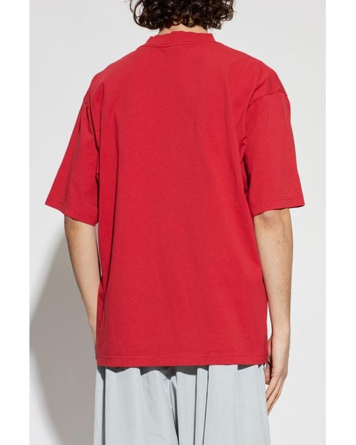 Balenciaga Red T-Shirt With Logo for men
