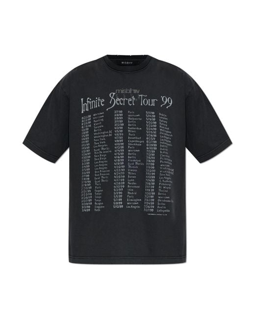 M I S B H V Black T-Shirt With Raw Edges for men