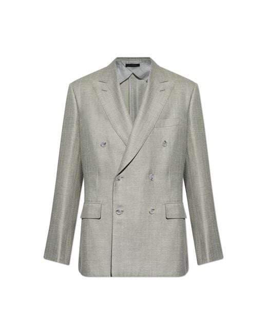 Brioni Gray Double-Breasted Blazer for men