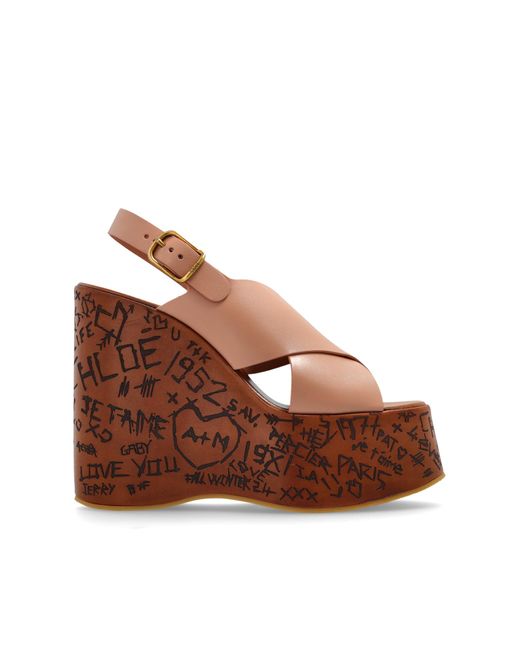 Chloé Brown Wedge Sandals "Maxime"