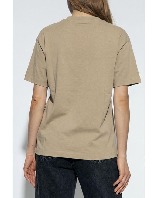 Jil Sander Natural T-Shirt With Printed Logo