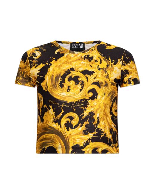 Versace Jeans Couture Yellow Top With 'Barocco' Pattern