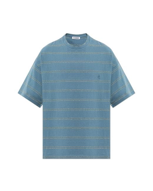 Jil Sander Blue Ribbed T-Shirt for men