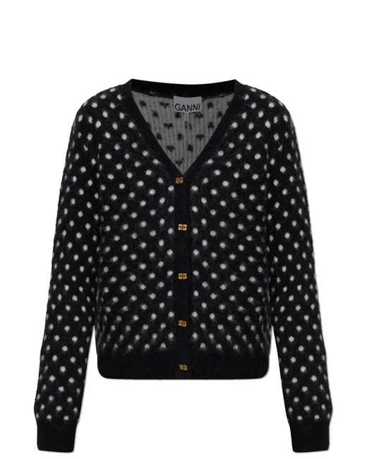 Ganni Black Polka Dot Patterned Cardigan