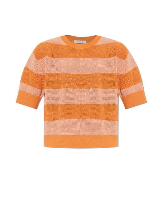 Lacoste Orange Striped Pattern Top