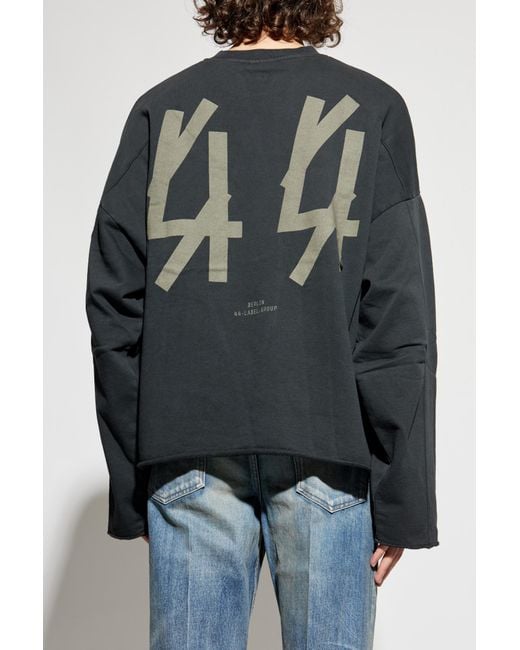 44 Label Group Black Sweatshirt With Logo, for men