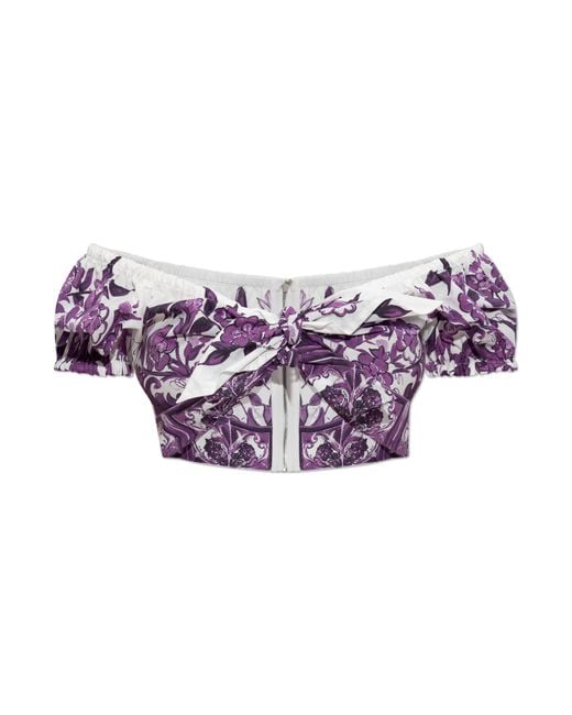 Dolce & Gabbana Purple Top With 'Majolica' Print